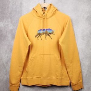 Patagonia Womens Lightweight Hoody Back For Good Wolf Graphic Orange Size Medium
